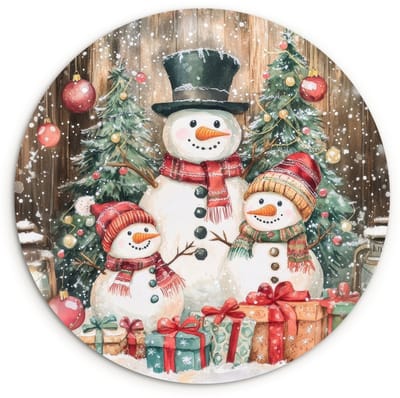 WallCircle® Wandcirkel 120x120 cm - Muurcirkel Sneeuwpop - Familie - Kleurrijk - Muurdecoratie woonkamer - Wanddecoratie slaapkamer - Kamer decoratie accessoires - Ronde schilderijen XXL