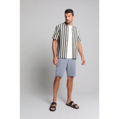 No Excess Shirt Short Sleeve Zig Zag Jacquard Offwhite Größe: XL | Casual hemden Outlet | Herren | Weiß