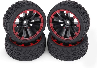 4 Stuks Offroad RC Banden voor 1:10 Modelbouw - Rubber Velgen en Kettingwielen