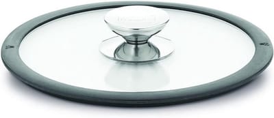 Gewelfde glazen deksel 32 cm - gehard glas met siliconenrand