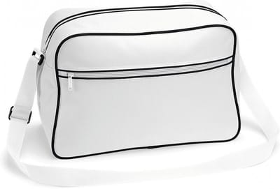 Bagbase Schoudertas Retro - wit - met rits zakken - middelgroot - 40 x 28 x 18 cm - 18L