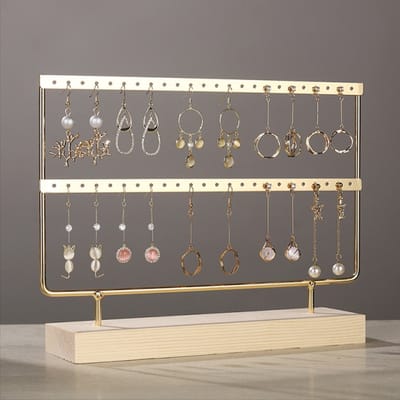 *** Sieradenhouder - Display voor Sieraden - Oorbellenrek - Hout en Metaal - Sieradenboom - Oorbellenhouder - Oorringhouder - Oorbellen houder - Armbandhouder 27x22x7 cm - Goud van Heble® ***