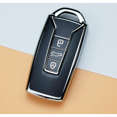 Portefeuille Jacket à Cléless 3 Boutons Pour Volkswagen Touareg Coque Auto Porte-Clé Porte-Clé gray