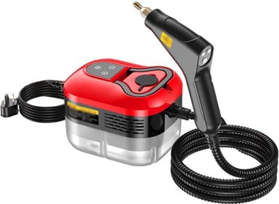 Handstoomreiniger, hogedrukstoomreiniger van 1500 W, uitgerust met 3 opzetborstels, opwarmtijd van 15 seconden, 6 temperatuurstanden, waterreservoir van 1,2 liter, draagbare stoomreiniger voor gebruik in de auto, de keuken en de badkamer