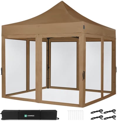 Partytent - Feestdak - Buitenfeesten Organiseren - Easy-up Systeem - 3x3 meter - Beige