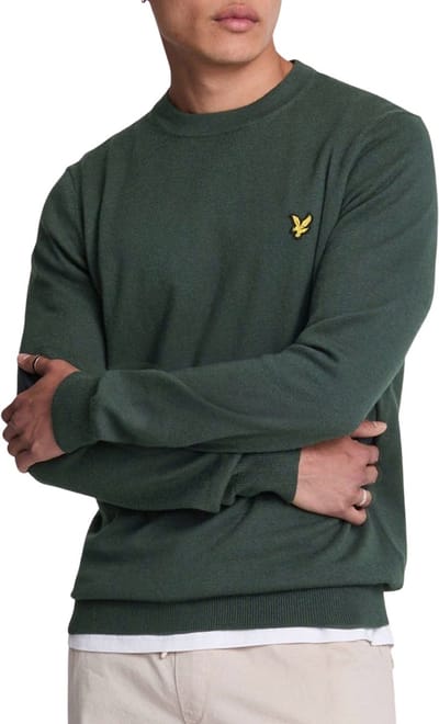 Lyle & Scott Cotton Merino Crew Neck Jumper Truien & Vesten Heren - Sweater - Hoodie - Vest- Groen - Maat S