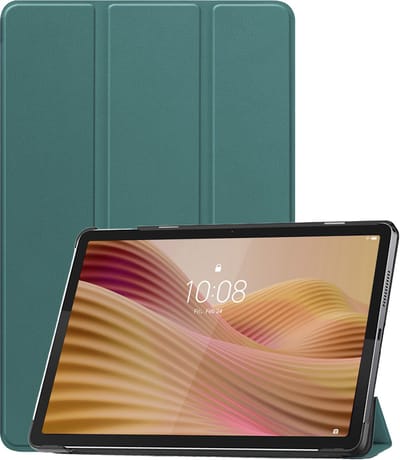 Hoesje - Geschikt voor Lenovo Tab 10.1 inch - Dun & Stevig - Trifold Bookcase - Hard Cover - Hardcover Book Case - Tablet Hoes - Donkergroen