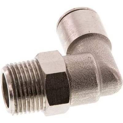 10mm x R3/8'' 90 graden L-verbinding Messing Insteekfitting Buitendraad Draaibaar FKM