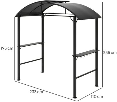 Turold BBQ - Partytent - Paviljoen - Luifel - Feesttent - Winddicht - UV-Bescherming - Dubbel Dak Staal met Planken - 233x110x235cm