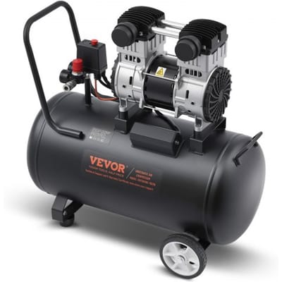 VEVOR Luchtcompressor, 15 Gallon Stalen Tank, 2 HP 5,3 CFM@90 PSI Olievrije Luchtcompressor en Max. 125 PSI Druk, 78 dB Ultra Stille Draagbare Compressor, voor Autoreparatie, Bandenspanning, Spuitverven