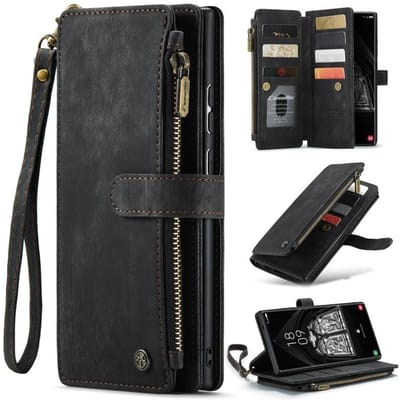 Portemonnee met Rits Kaart Telefoonhoesje Voor Samsung Galaxy S26 Ultra S25 Edge S24 FE S23 S22 S21 S20 Plus Note 20 Lanyard Leren Portemonnee Cover (Samsung S25 Ultra)