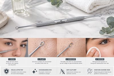 Belux Surgical Comedonen Lepel – Dubbelzijdige Mee-eter Verwijderaar RVS | Blackhead Remover Tool