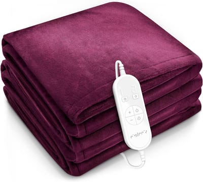 Warmtedeken Pluche - Elektrische deken - Ontspannen Slaap - 9 Warmtestanden - 200 x 180 cm - Bordeaux