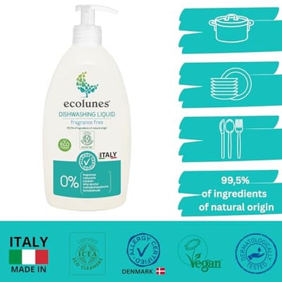 Hypoallergeen ongeparfumeerd afwasmiddel - 99,5% natuurlijke ingrediënten voor gevoelige huid - 500ml
