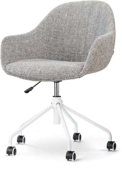 Nolon Nout-Mae Bureaustoel Grijs Blend - Wit Onderstel - Burostoel - Armstoel - Comfortabel - Modern