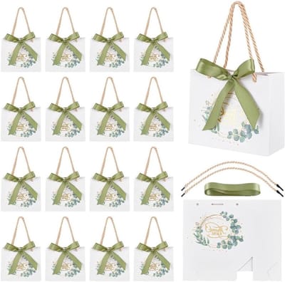 Bedankzakjes Geschenkzakjes - Cadeautasjes Bruiloft - Feestelijke Gelegenheden - Met Goudfolie Opdruk - 14 x 6 x 12 cm - Groen