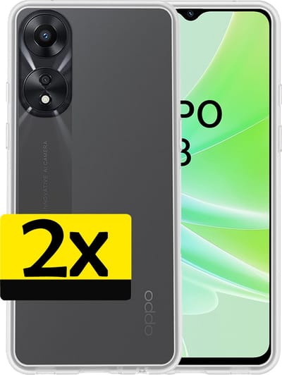 Hoesje - 2 Stuks - Geschikt voor OPPO A78 5G - Sterk & Shockproof - Case Siliconen - Back Cover - Telefoon Hoes - Telefoonhoesjes - Transparant