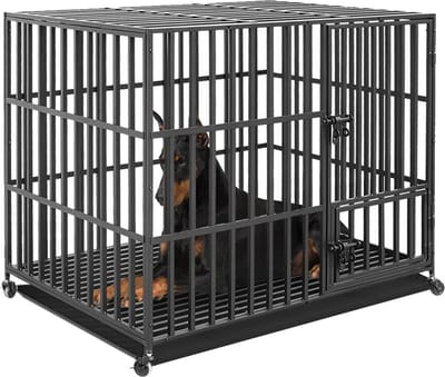Ariqo Hondenhok voor Grote Honden - Hondenbench - Bench - Kooi - XXL - Verwijderbare Lade - 117 x 84 x 96.5 cm - Met Wielen