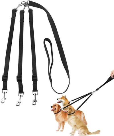 3 in 1 Hondenriemen Multi Huisdier Leidt 3-weg Hond Lead Splitter Triple Lead Koppeling Verstelbare Afneembare Nylon Tractie Touw voor Één/Twee/Drie Hond Katten Wandelen