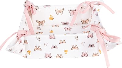 Clayre & Eef Broodmand 35x35x8 cm Beige Roze Katoen Vlinders Broodmandje