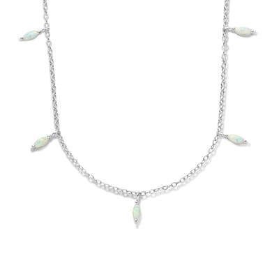zilver gerhodineerd collier synth. opaal 41 + 4 cm 1336500