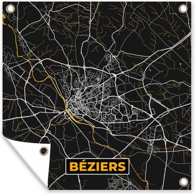 Tuin poster Plattegrond – Béziers – Stadskaart – Kaart – Frankrijk - 200x200 cm - Tuindoek