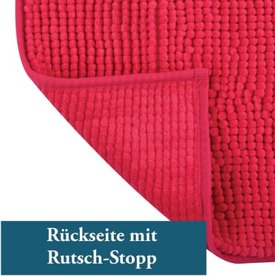 Badkamertapijt, set van 2, douchemat, chenille, hoogpolig, badmat, 40 x 60 cm en 60 x 90 cm, roze