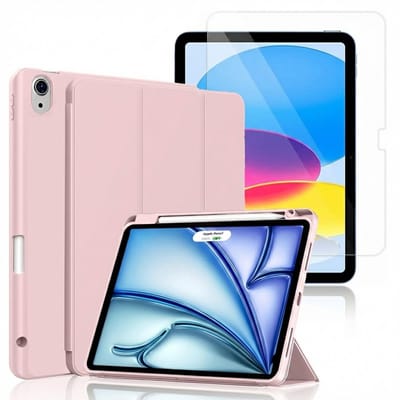 Hoes en Glas Geschikt voor Apple iPad 2025 (A16) & 2022 10e Gen - Roze - Casemania Smart Cover & Glazen Screenprotector