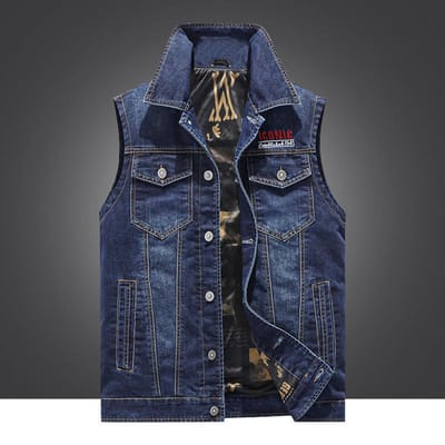 Lente Nieuwe Mannenkleding Buiten Casual Mode Werkkleding Meerdere Zakken Denim Vest Vest Vest Heren Grote Maat Kraag Paardenklem XXXXL gray