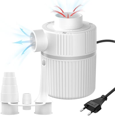 2-in-1 luchtpomp – Opblazen & leegzuigen, 30W AC 220-240V, 3 mondstukken, voor strandspeelgoed, vacuümzakken, zwemband