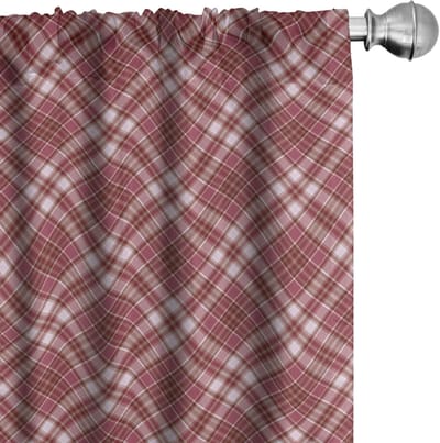 ABAKUHAUS Geruite gordijnen – 2x75x175 cm – Microvezel – Gedroogde rozen – wit