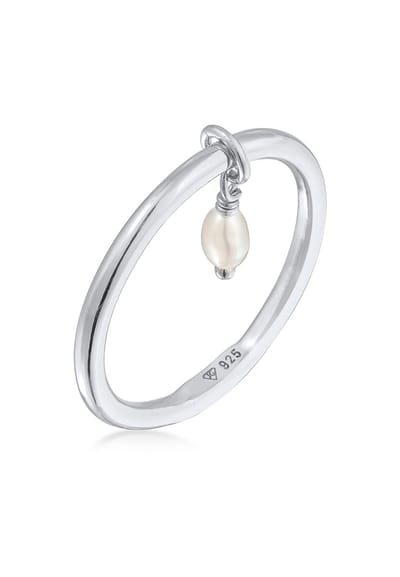 Elli Dames Ring Dames Basis Stapel met zoetwater gekweekte parel in 925 Sterling Zilver