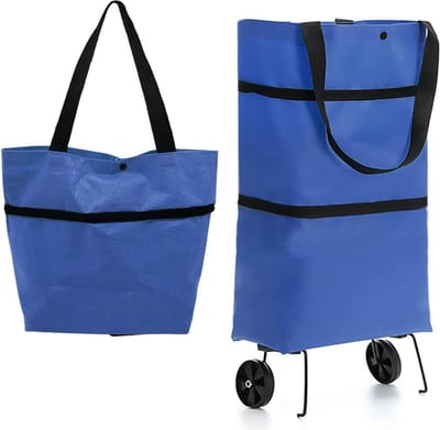 Boodschappentas met wielen, opvouwbaar, 2-in-1 trolleytas en boodschappentassen voor vrouwen, herbruikbare multifunctionele boodschappenmand tas voor thuis en supermarkt