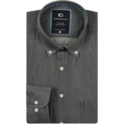 Giordano Overhemd Brando Washed Denim Look Twill Button-Down Navy / male
