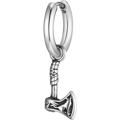 Vnox Viking Bijl Hoepeloorbellen voor Mannen, Roestvrij Staal Drop Dangle Oorbellen, Retro Noorse Mythologie Bijl Sieraden Cadeau white