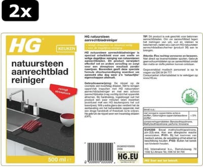 2x HG natuurstenen aanrechtbladreiniger - 500ml - veilig in gebruik - streeploos schoon - dagelijkse reiniging
