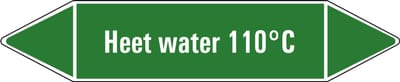 Heet water 110°C leidingmarkering op vel 126 x 26 mm - 5 per vel