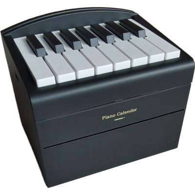 2024 Pianokalender 15Key Mini Speelbare Piano Bureaukalender Creatieve Bureaudecoratie Muziekdoos with Music Calendar Cards zwart