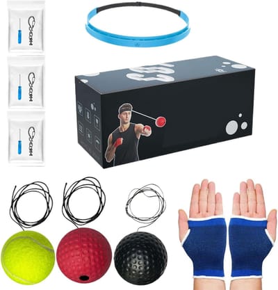 Boksbal Hoofdband - Reflex Bal - Vaardigheden Verbeteren - Meerdere Bal Gewichten - 6cm Diameter - Zwart