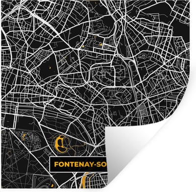 Muurstickers - Sticker Folie - Frankrijk – Fontenay-sous-Bois – Stadskaart – Plattegrond – Kaart - 100x100 cm - Plakfolie - Muurstickers Kinderkamer - Zelfklevend Behang XXL - Zelfklevend behangpapier - Stickerfolie