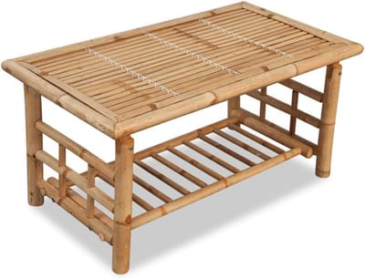 Bamboe Salontafel - Tropisch Tafelblad - Woonkamer Decoratie - Uniek Tropisch Design - 90x50x45 cm - Bruin