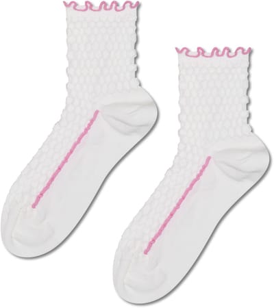 Happy Socks Structure Slinky Mini Crew Sock (1-pack) - hoge unisex enkelsokken - wit - Unisex - Maat: 41 - 46