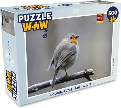 Puzzel Roodborstje - Tak - Winter - Legpuzzel - Puzzel 500 stukjes