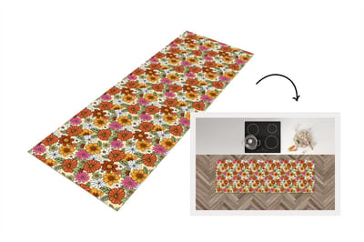 Keukenloper 150x50 cm - Keukenmat vinyl Vintage - Bloemen - Patronen - Keukenmatten loper - Keuken vloerkleed tapijt