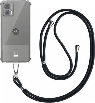 Telefoonhoesje Geschikt voor Motorola Edge 30 Neo Transparant ShockProof met Afneembaar Universeel Telefoonkoord - Cover Case Siliconen ShockProof with Lanyard - Smartphonica geschikt voor Motorola Edge 30 Neo