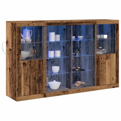 vidaXL - LED - Dressoir - Oudhout - 163 - x - 37 - x - 100 - cm - Bewerkt - hout
