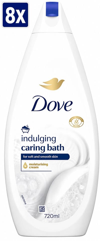 8 x Dove – Badcrème – Indulging Cream – 720 ml - Badcrème - Badcrème 720 Ml - Badcrème Voor Huid - Badcrème Voor Zintuigen - Zachte Reiniging