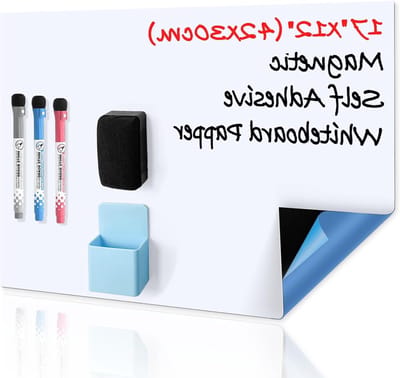 Magnetisch Whiteboard Film A3 voor Glad oppervlak met Vuilafstotende Technologie, Ideaal voor Boodschappenlijst, Koelkast en Kantoor Notities, Inclusief 3 Whiteboard Stiften