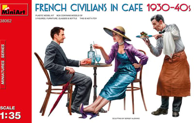 MiniArt Modelbouwpakket Militaire voertuigen - 38062 French Civilians in Cafe 1930-40s Plastic - 1:35 - Modelbouw
