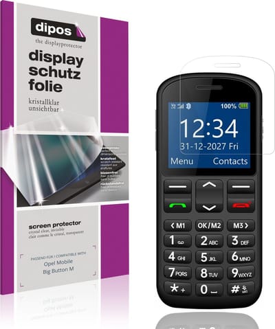 dipos – 4x Beschermfolie geschikt voor Opel Mobile Big Button M | Krasbestendige & heldere Screenprotector Ultra-Thin